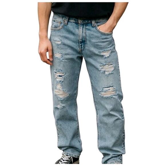 Levis 511 Jeans Mens Size 30x34 Blue Distressed Cotton Blend Slim Fit NEW NWT